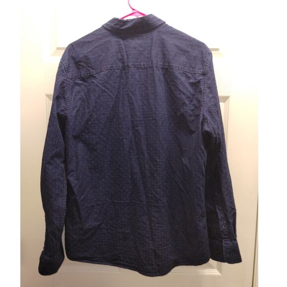 Marc Anthony Men's Size Large Luxury Slim Fit Blue Button-Up Textured Shirt - Picture 2 of 5